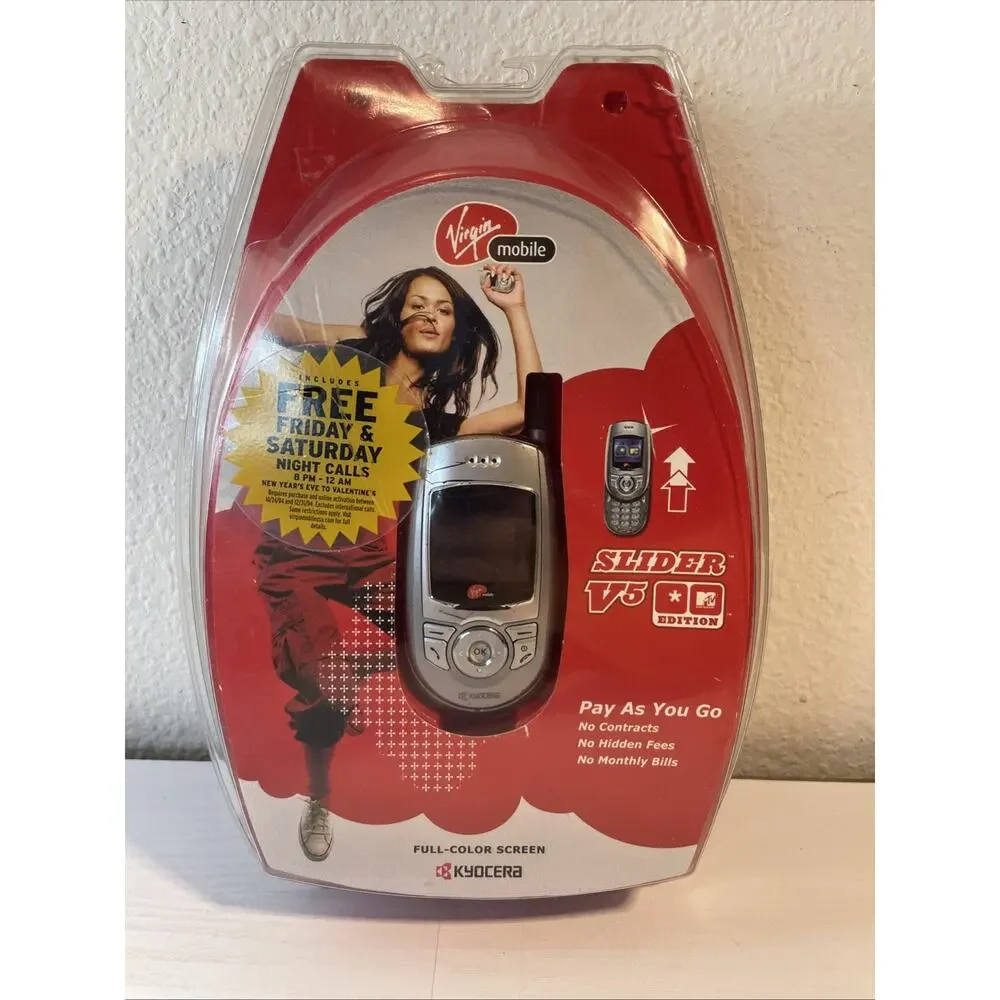 Vintage Kyocera Slider V5 MTV Edition Virgin Mobile - Used (As-Is) Memorabilia